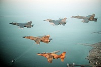 French F-1C Mirage- Qatari F-1 Mirage- U-S- F-16C Fighting Falcon- Qatari Alpha Jet- Canadian CF-A-1